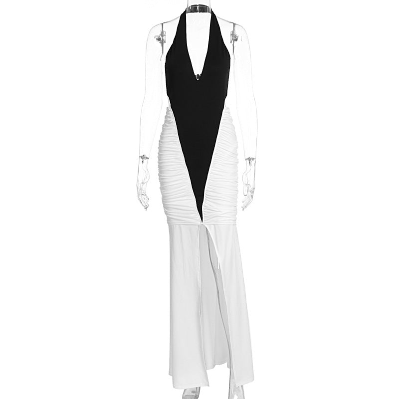 Damen Elegantes und figurbetontes Maxikleid mit Schlitz und Raffungen EB