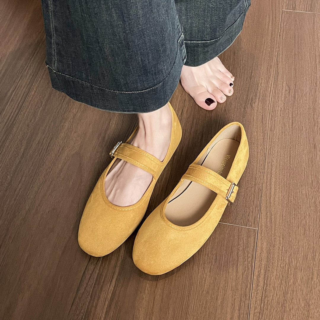 Damen Ballerinas mit modischem Riemchen und eleganter Schnallenverzierung EB