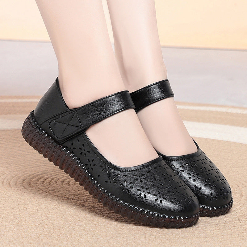 Damen Komfortable und atmungsaktive Ballerinas mit Riemen EB