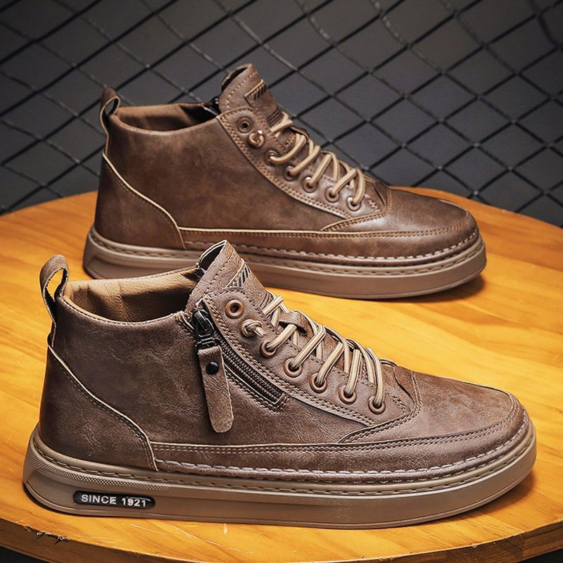 Damen modische High-Top Sneakers mit robustem Design und seitlichem Reißverschluss EB