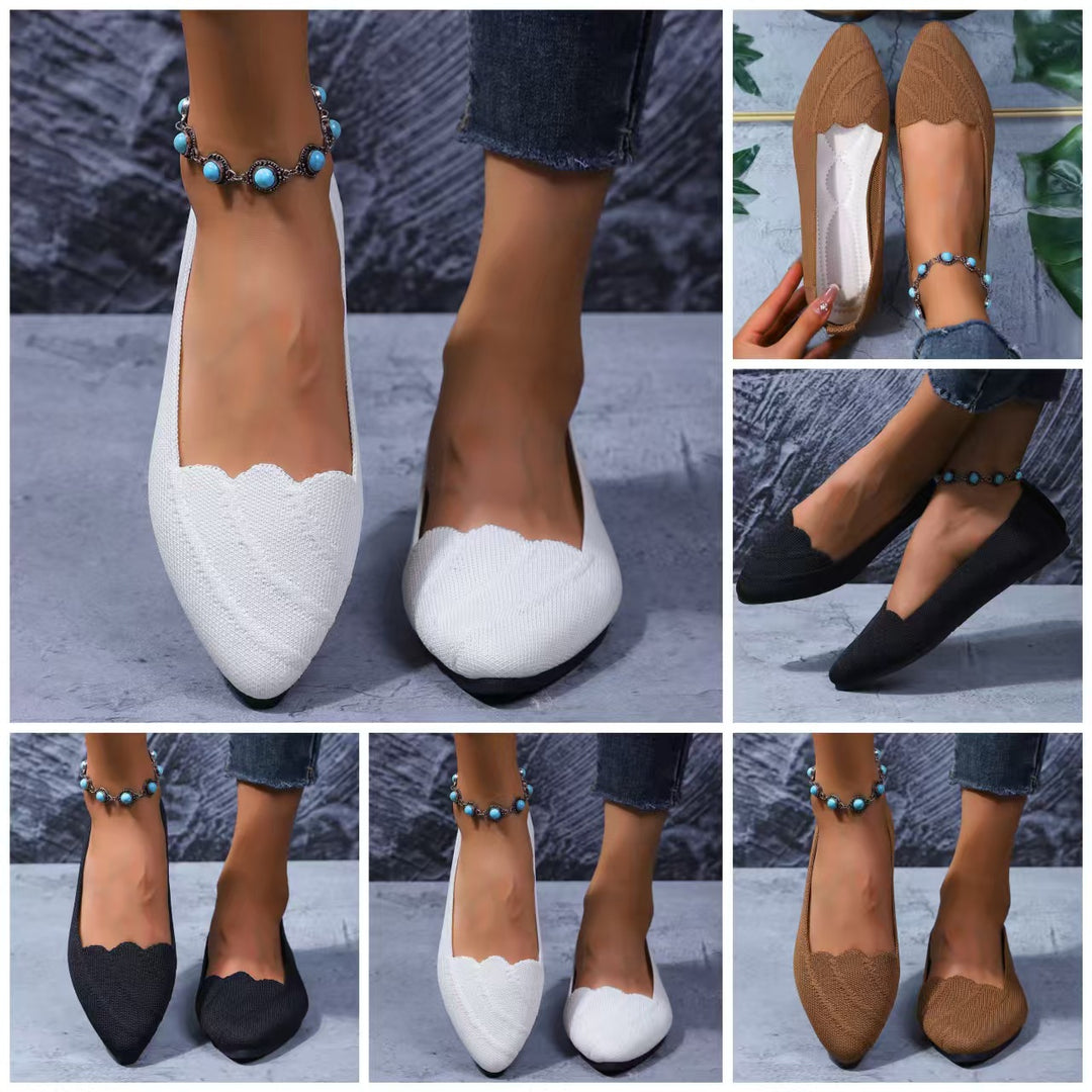 Damen Ballerinas mit elegantem Wellen-Design und atmungsaktivem Obermaterial EB