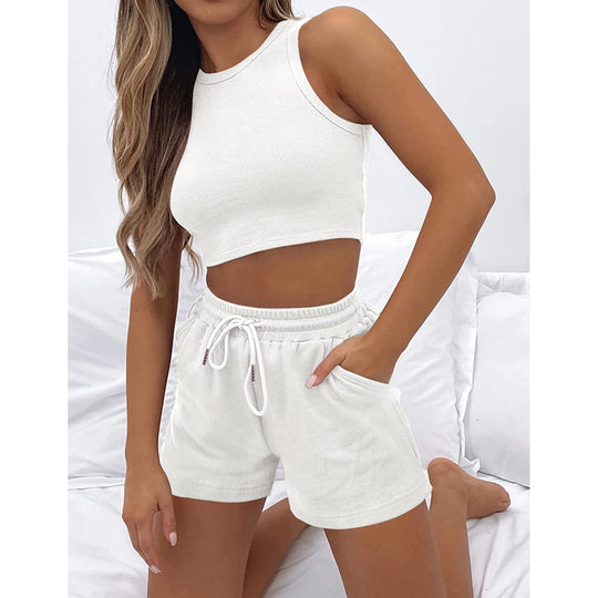 Damen hochwertiges Sport-Set mit Racerback-Top und Shorts EB