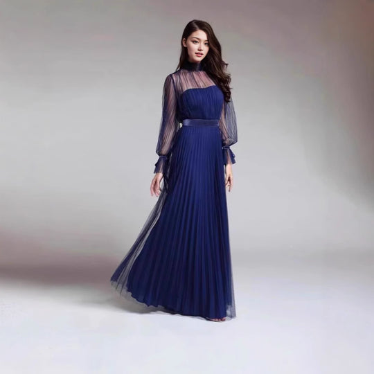 Damen Elegantes Maxikleid mit schimmerndem Chiffon und verspielten Rüschendetails EB