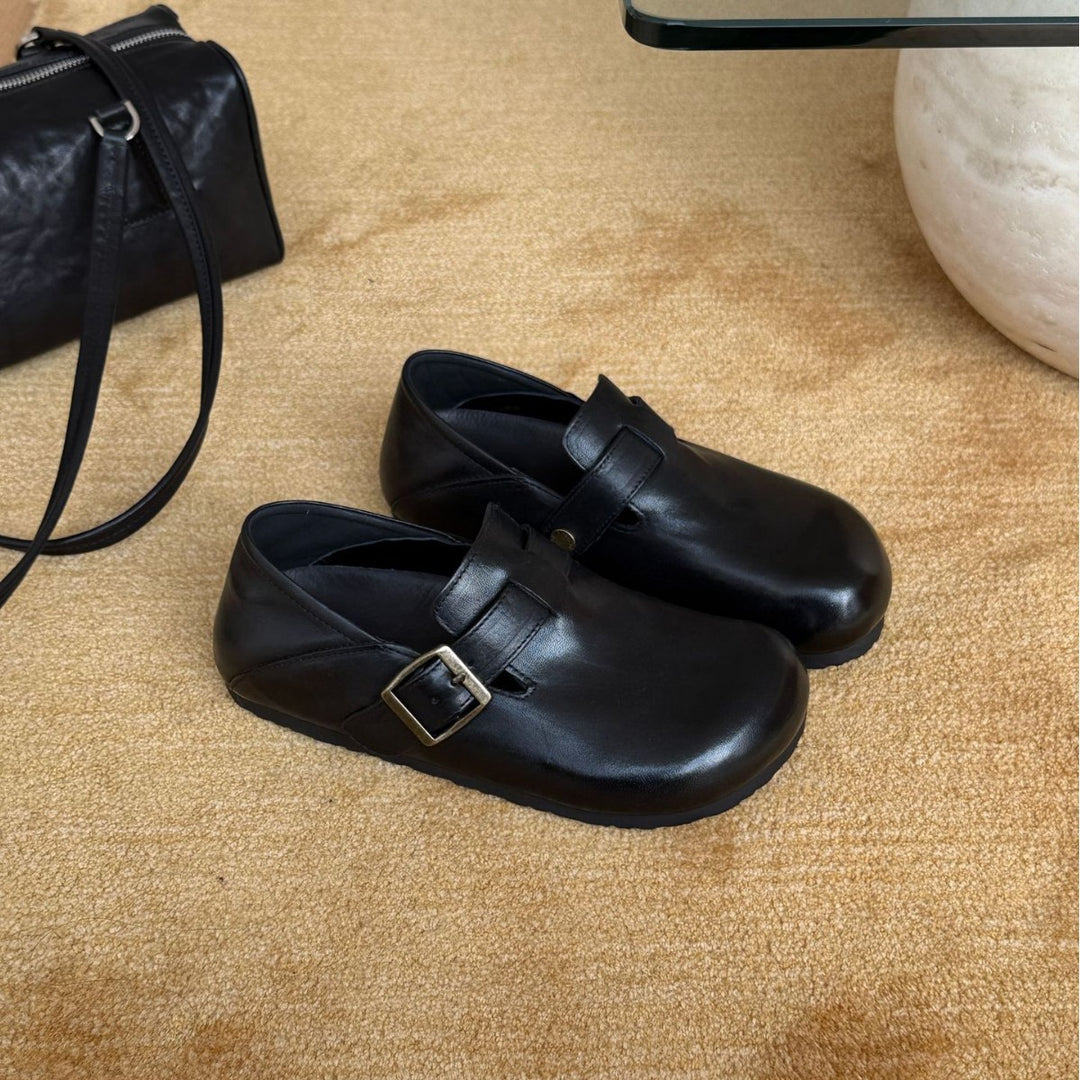 Damen Mokassins mit elegantem Riemendesign aus hochwertigem Leder EB