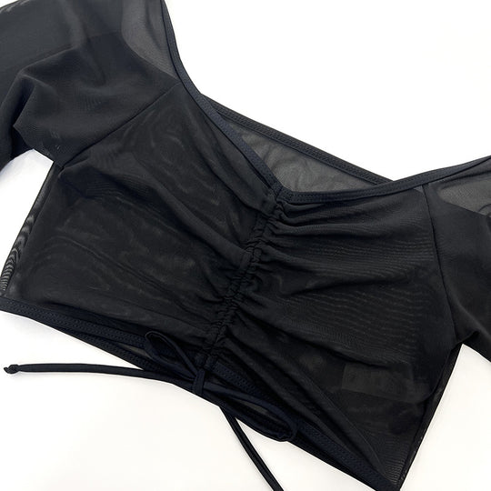 Damen Sportliches Badeoberteil mit langem Arm und hohem Bund EB