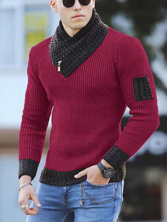 Herren strukturierter Pullover mit modernem Stehkragen EB