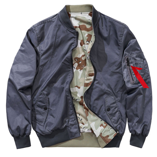 Men's  MA-1 flight bomber jacket with camouflage lining sleeve utility pocket EB