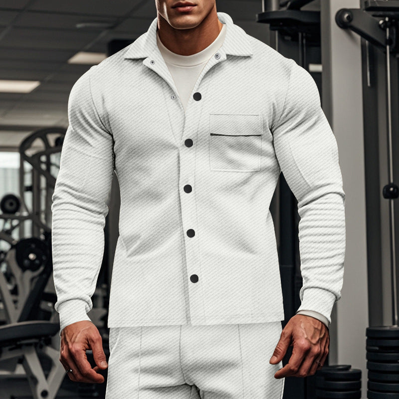 Herren modische Freizeitjacke mit leicht strukturiertem Stoff und praktischer Brusttasche EB