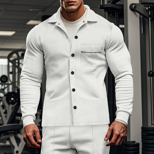 Herren modische Freizeitjacke mit leicht strukturiertem Stoff und praktischer Brusttasche EB