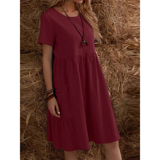 Damen Midikleid mit lockerer Passform und praktischen Taschen EB