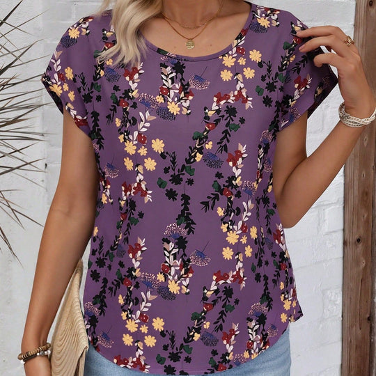 Damen Chiffonbluse mit floralen Mustern und weitem Schnitt EB