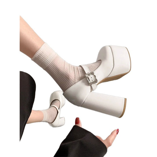 Damen Plattform Pumps mit eleganter Schnalle EB