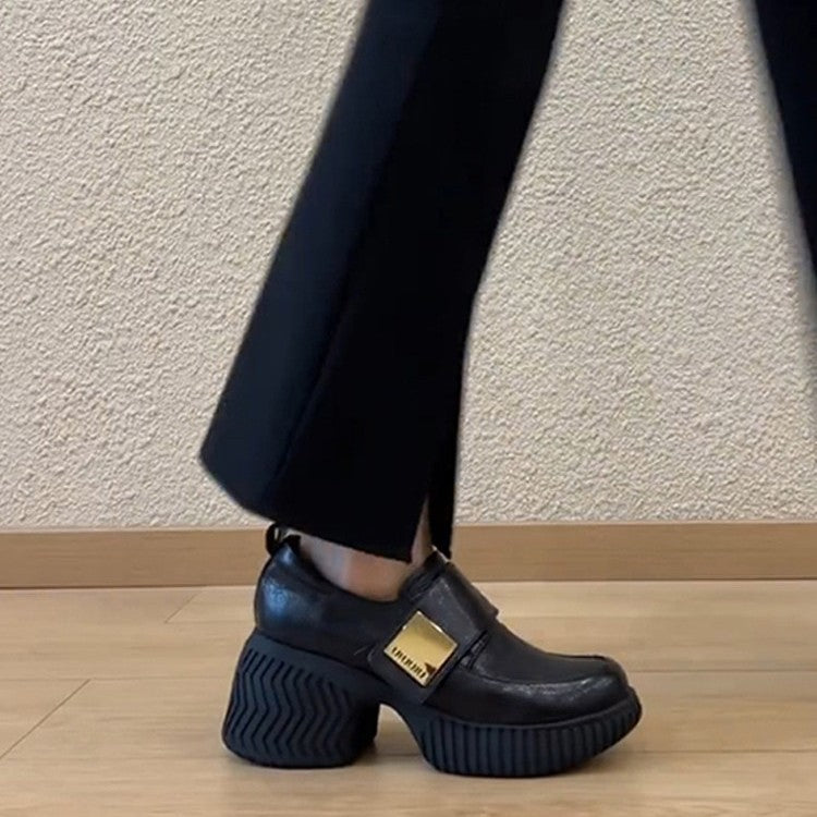 Damen modische Clogs mit stabiler Plattformsohle und edlem Schnallenakzent EB