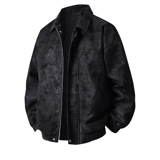 Herren Kunstleder-Bomberjacke mit lässigem Schnitt und praktischen Taschen EB