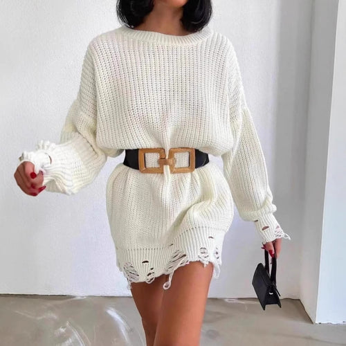 Damen Oversized Strickpullover mit einzigartigen Rippstrukturen und modischen Cut-Outs EB