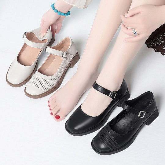 Damen Mary Jane Schuhe mit bequemer Sohle und modischem Riemen EB