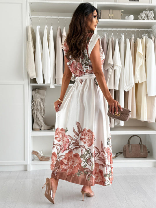 Damen Maxikleid mit floralem Wickeldesign und elegantem Schlitz EB