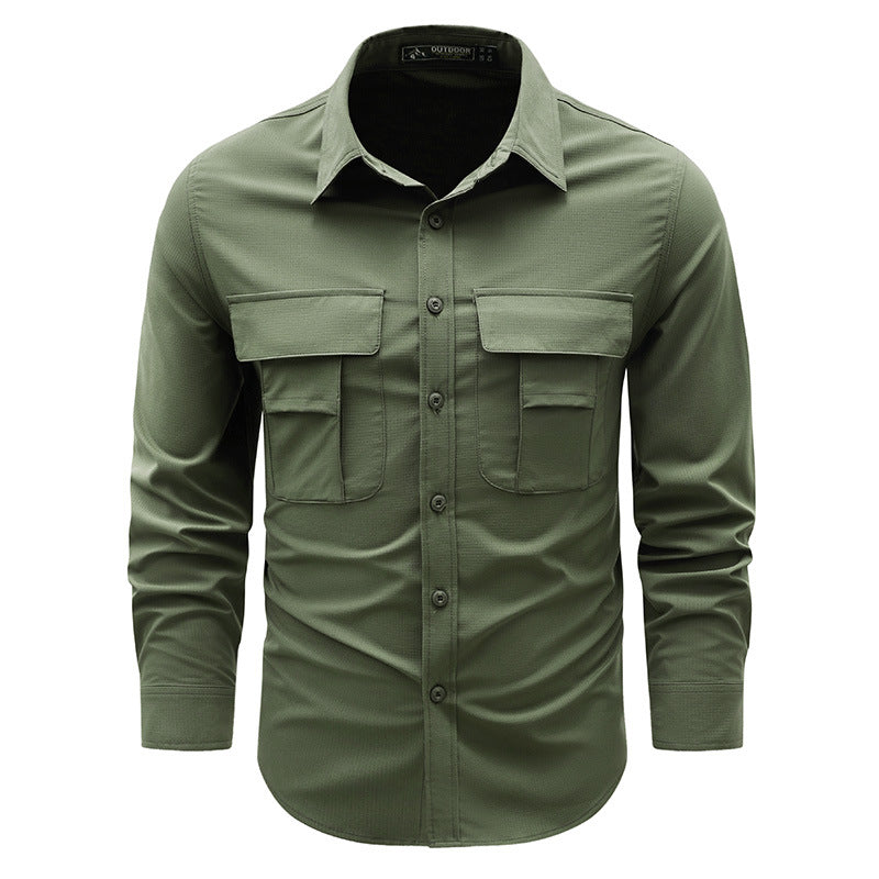 Herren nan robustes Outdoor-Utility-Hemd mit verschließbaren Brustklappen und Ripstopgewebe EB
