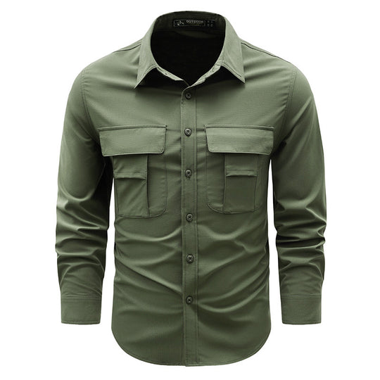 Herren nan robustes Outdoor-Utility-Hemd mit verschließbaren Brustklappen und Ripstopgewebe EB