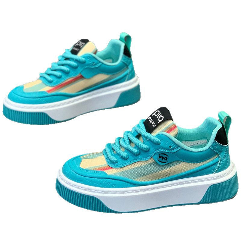 Damen trendige Plateau-Sneaker mit atmungsaktivem Obermaterial und rutschfester Sohle EB
