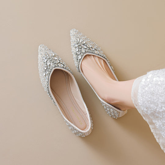 Damen Ballerinas mit funkelndem Strass und eleganter Verzierung EB