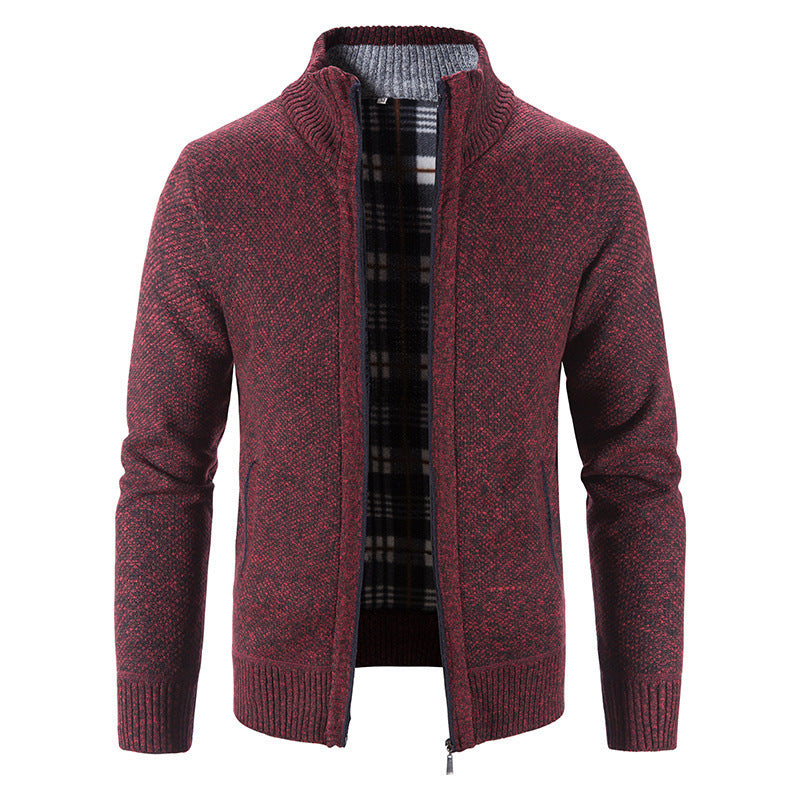 Herren Strickjacke mit modernem Stehkragen und praktischen Taschen EB