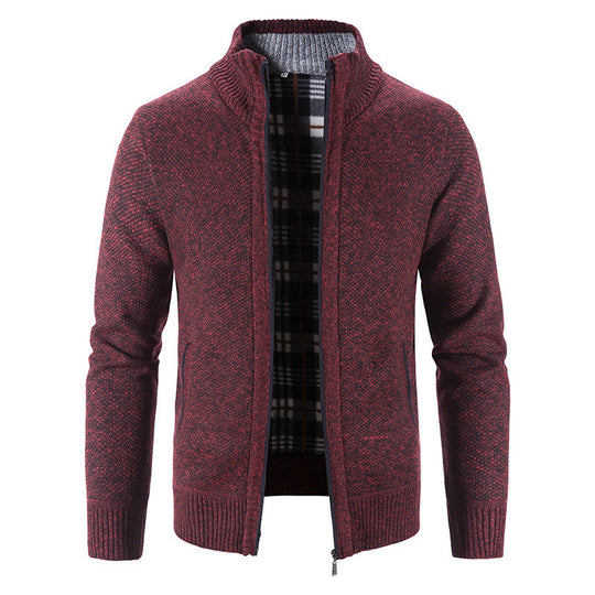 Herren Strickjacke mit modernem Stehkragen und praktischen Taschen EB