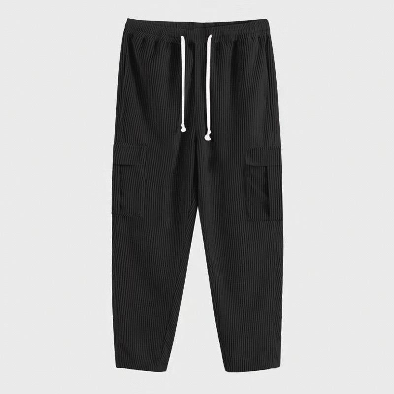 Herren nan Cord-Cargo-Jogginghose mit elastischem Komfortbund, Kordelzug und aufgesetzten Cargotaschen EB