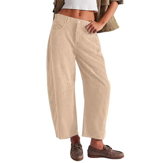 Damen Bequeme und stylische Palazzo-Hosen mit seitlichen Taschen EB