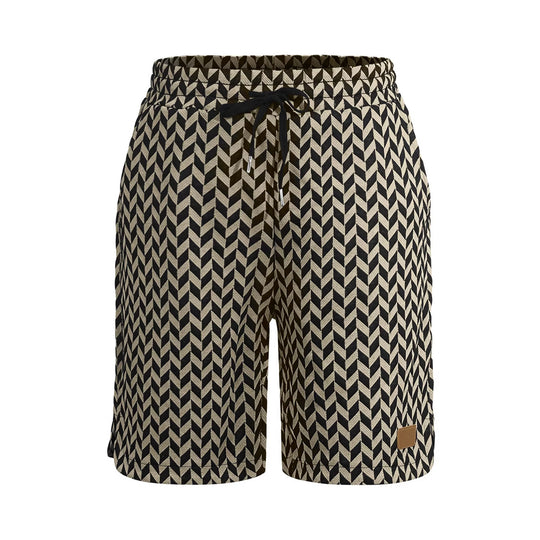 Damen nan Jacquard-Shorts mit elastischem Komfortbund, Tunnelzug und Fischgrätmuster EB