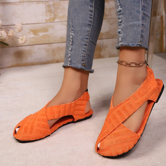 Damen Komfortable Ballerinas mit dekorativem Kreuzbanddesign EB
