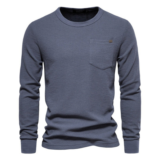Herren Langarmshirt mit modularem Waffelstruktur und praktischer Brusttasche EB