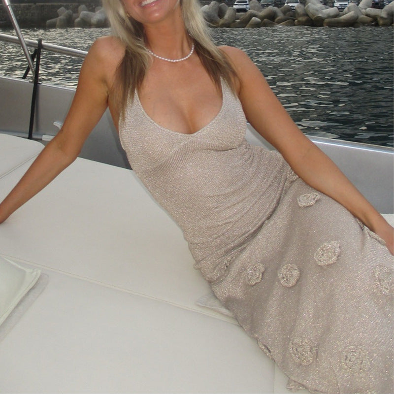 Damen glamouröses Abendkleid mit floralem Design EB
