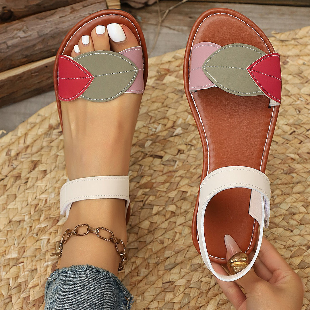 Damen Komfortable Sandalen mit stilvollem Blattdesign und verstellbarem Riemen EB