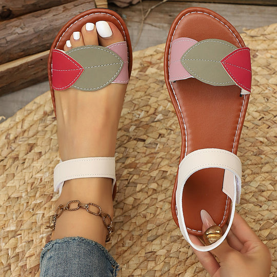 Damen Komfortable Sandalen mit stilvollem Blattdesign und verstellbarem Riemen EB