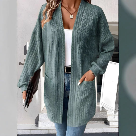 Damen lässige Strickjacke mit Taschen EB