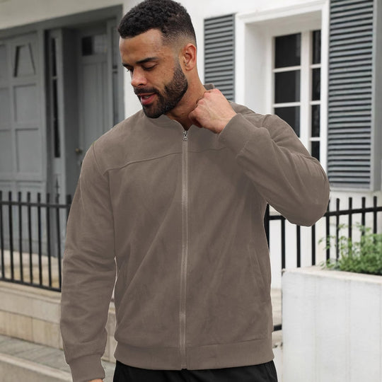 Herren nan Wildleder-Blousonjacke im Bomberstil mit elastischen Rippbündchen EB