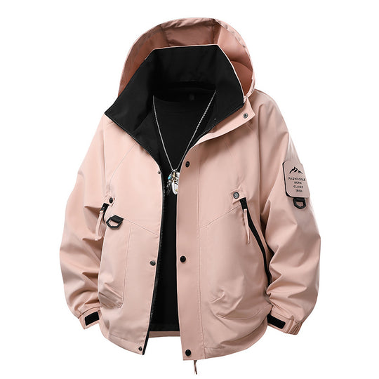 Herren wind- und wasserdichte Softshell-Outdoorjacke mit verstaubarer Kapuze, Utility-Taschen und verstellbaren Bündchen EB