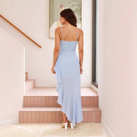 Damen Maxi-Kleid mit fließendem Schnitt und Rüschen EB
