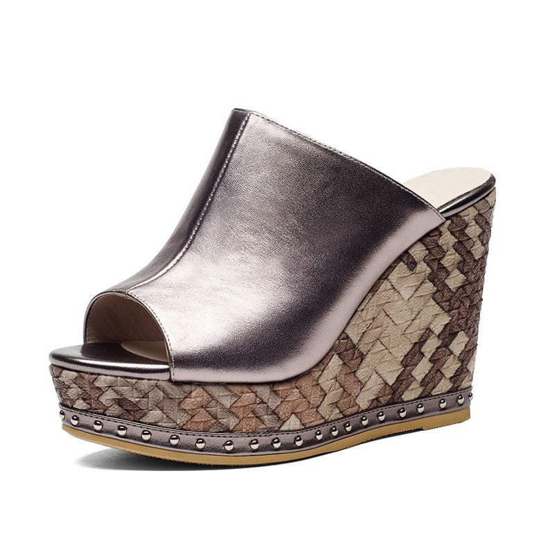 Damen Wedge-Pantoletten mit elegantem geflochtenem Design und komfortablem Fußbett EB