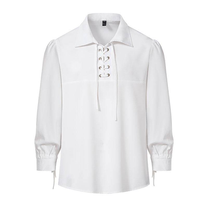 Damen Bluse mit modernem Schnürdesign und lässigen Puffärmeln EB