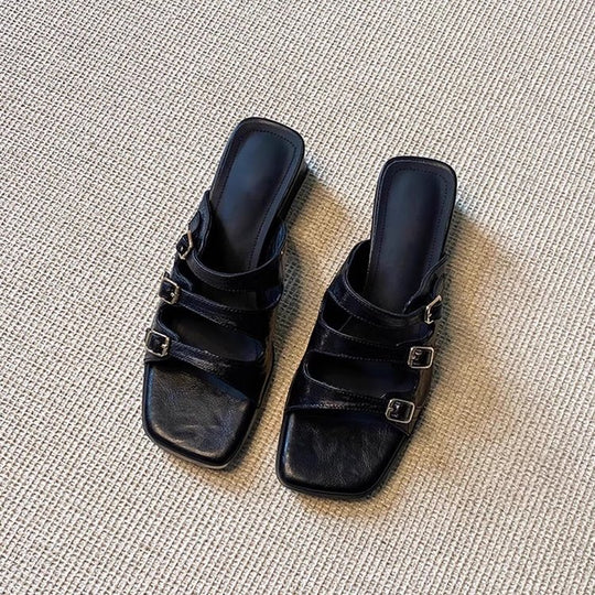 Damen modische Pantoletten mit verstellbaren Riemen und stilvollem Design EB