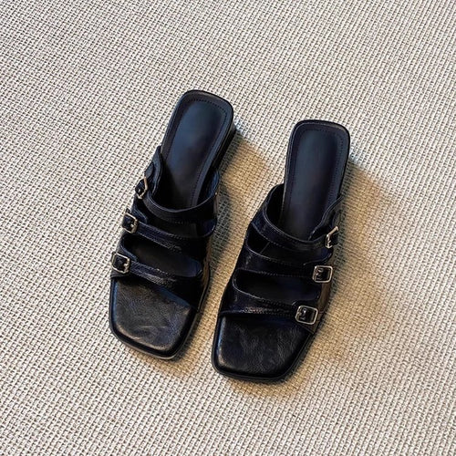 Damen modische Pantoletten mit verstellbaren Riemen und stilvollem Design EB