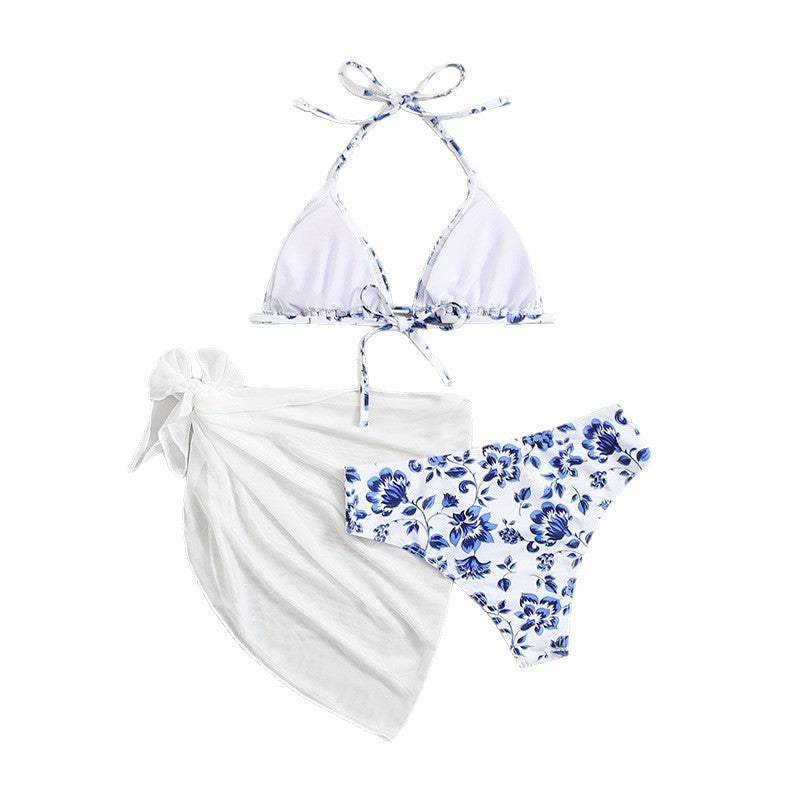 Damen Triangel-Bikini-Set mit transparenter Sarong EB