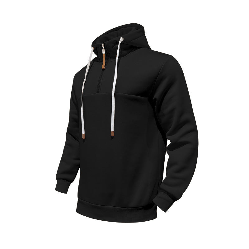 Herren Sportlicher Kapuzenpullover mit halbem Reißverschluss und Kordelzug EB