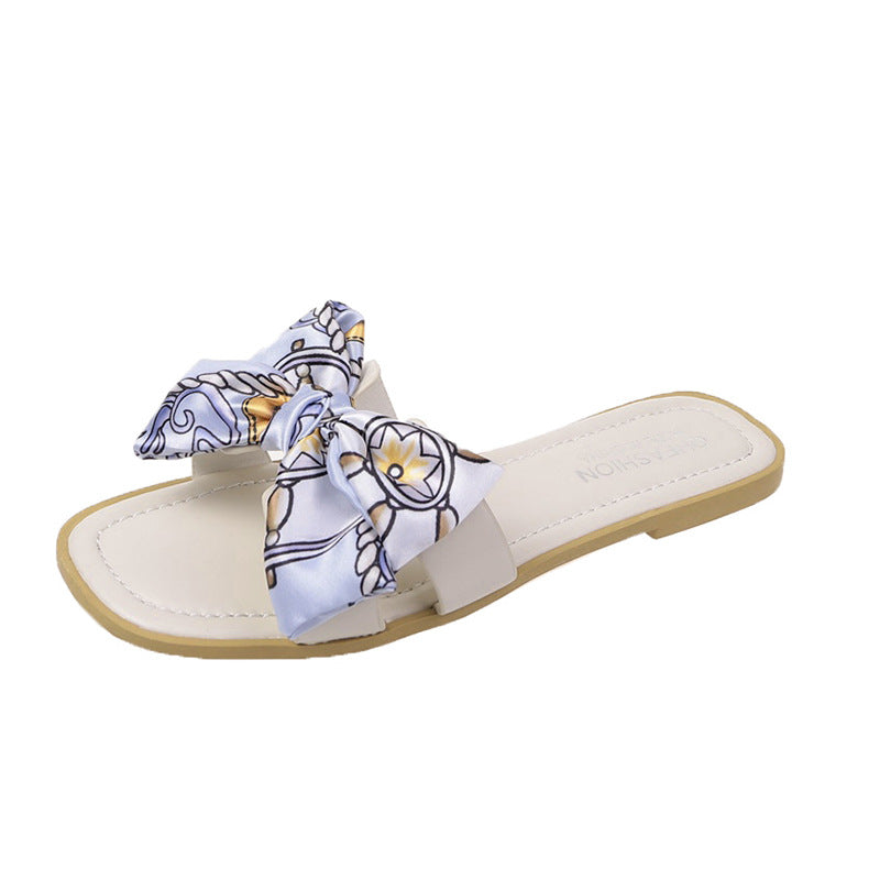 Damen Slide-Pantoletten mit dekorativem Schleifen-Design EB