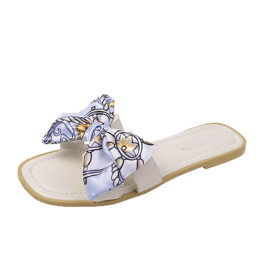 Damen Slide-Pantoletten mit dekorativem Schleifen-Design EB
