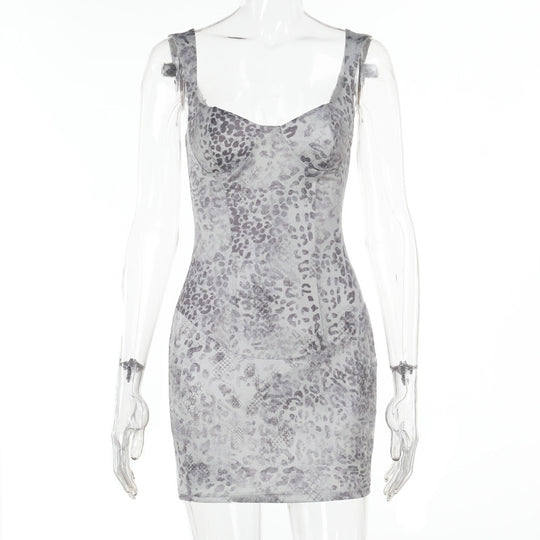 Damen figurbetontes Minikleid mit animalischem Druck EB