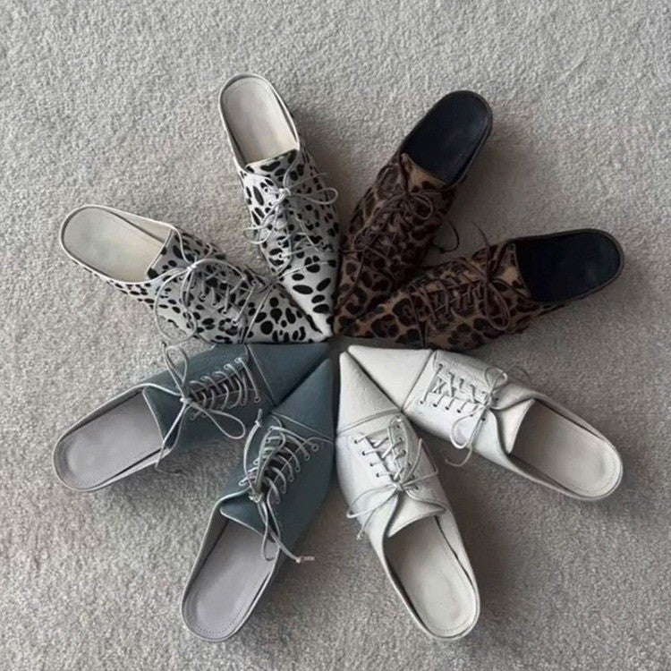Damen elegante Schnürschuhe mit spitzem Schuhdesign und feinem Leder EB