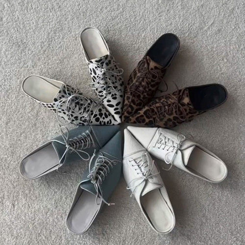 Damen elegante Schnürschuhe mit spitzem Schuhdesign und feinem Leder EB